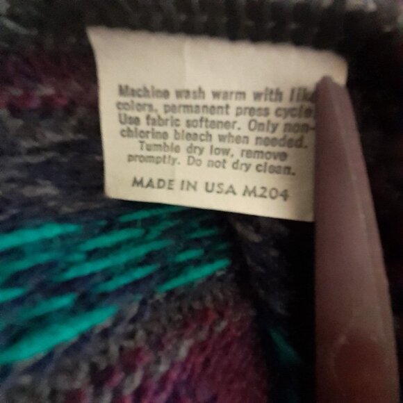 Vintage Reed St James Geometric Knit Sweater Grandpa Purple USA Made SIZE L - Picture 9 of 11